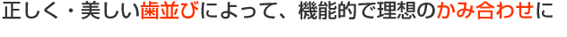 正しく・美しい歯並びによって、機能的で理想の咬み合わせに